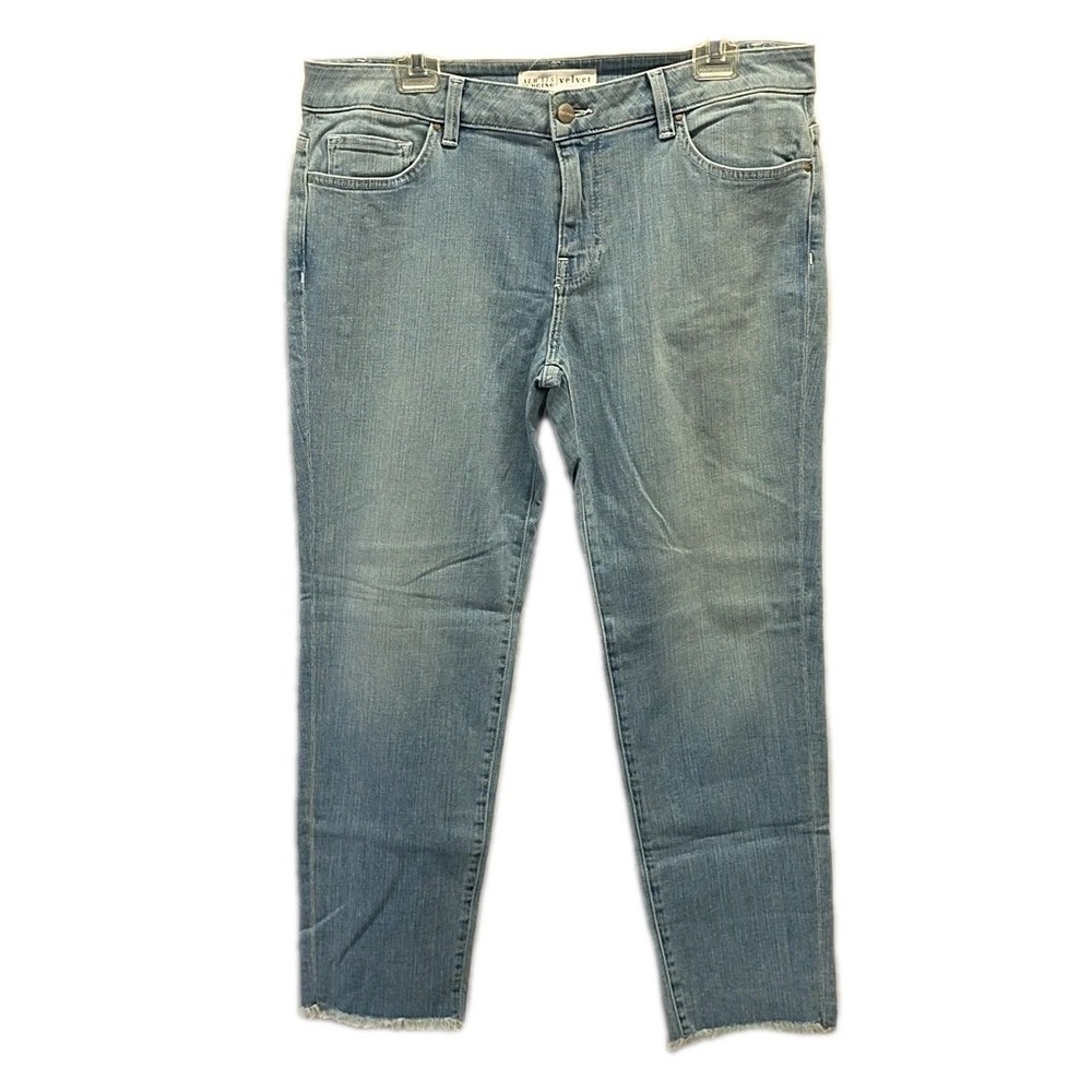 Velvet Graham Spencer Jeans sz 30‎ Light Wash Faded Denim Raw Hem Straight Leg